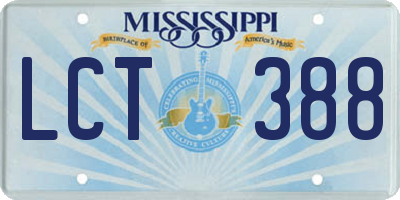 MS license plate LCT388