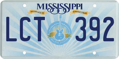 MS license plate LCT392