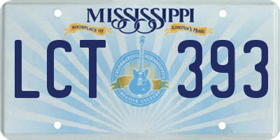 MS license plate LCT393