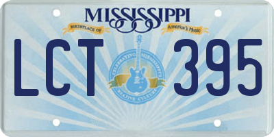 MS license plate LCT395