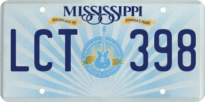MS license plate LCT398