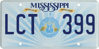 MS license plate LCT399