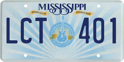 MS license plate LCT401