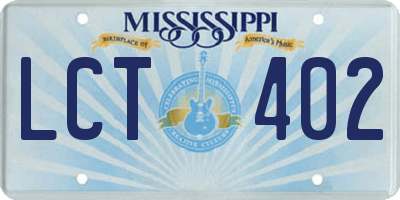 MS license plate LCT402