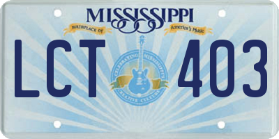 MS license plate LCT403