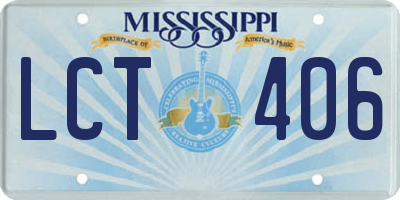 MS license plate LCT406