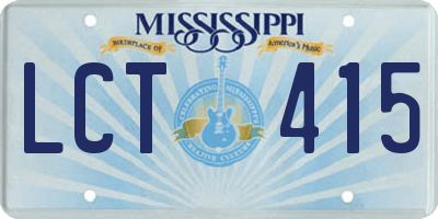 MS license plate LCT415