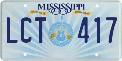 MS license plate LCT417