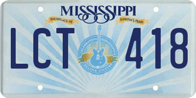 MS license plate LCT418