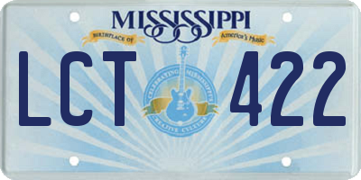 MS license plate LCT422