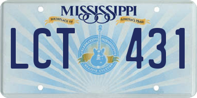 MS license plate LCT431