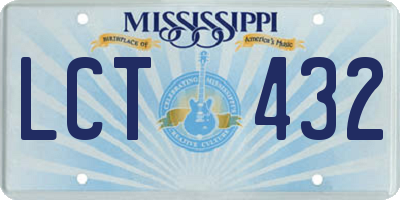 MS license plate LCT432