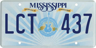 MS license plate LCT437