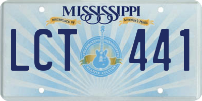 MS license plate LCT441