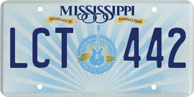 MS license plate LCT442