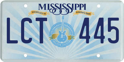 MS license plate LCT445