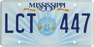MS license plate LCT447