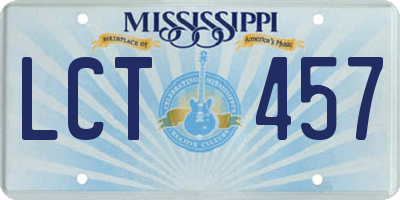 MS license plate LCT457