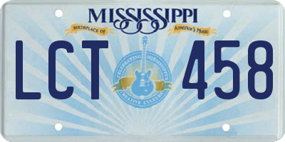 MS license plate LCT458