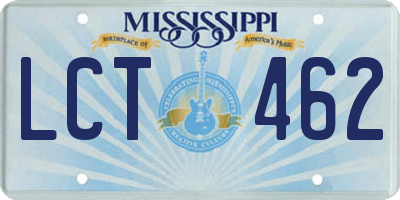 MS license plate LCT462