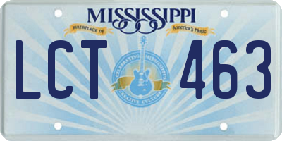 MS license plate LCT463
