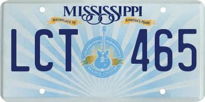 MS license plate LCT465