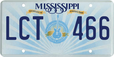 MS license plate LCT466