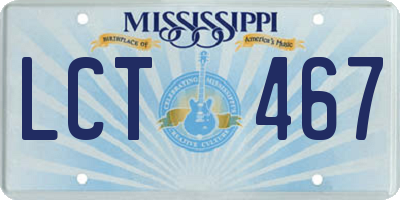 MS license plate LCT467