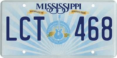 MS license plate LCT468