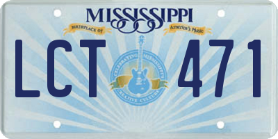 MS license plate LCT471
