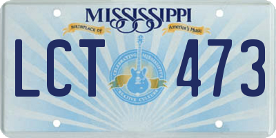 MS license plate LCT473