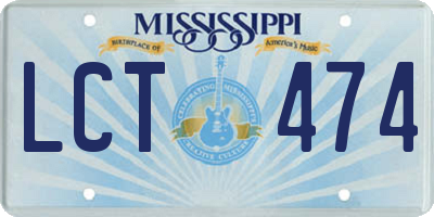 MS license plate LCT474