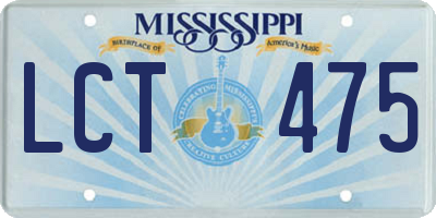 MS license plate LCT475