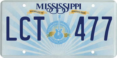 MS license plate LCT477