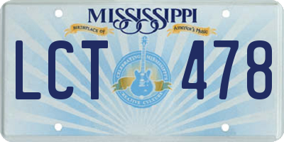 MS license plate LCT478