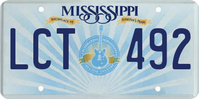 MS license plate LCT492