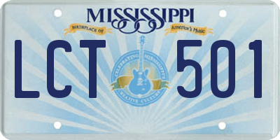 MS license plate LCT501