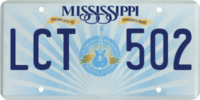 MS license plate LCT502
