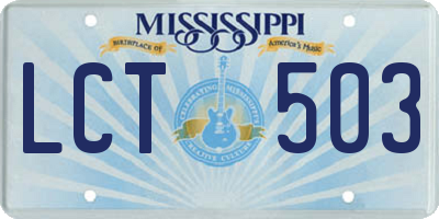 MS license plate LCT503