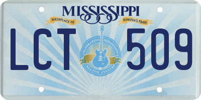 MS license plate LCT509