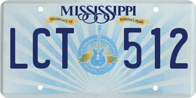 MS license plate LCT512