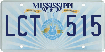 MS license plate LCT515
