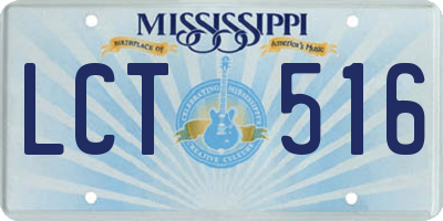 MS license plate LCT516