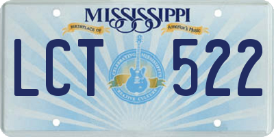 MS license plate LCT522