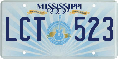 MS license plate LCT523