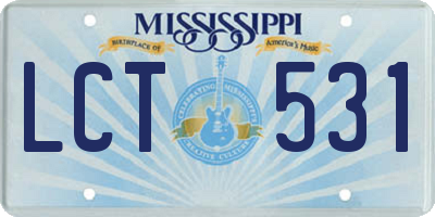 MS license plate LCT531