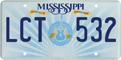 MS license plate LCT532