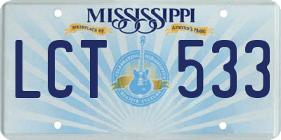 MS license plate LCT533