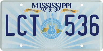 MS license plate LCT536