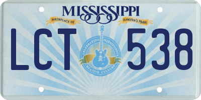 MS license plate LCT538